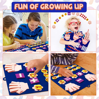 Deekin 2 Sets Handmade Felt Finger Math Toy Set Felt Math Toys Number Learning Counting Finger Boards Kindergarten Early Learning Toys Games Addition Subtraction (Skin Color)