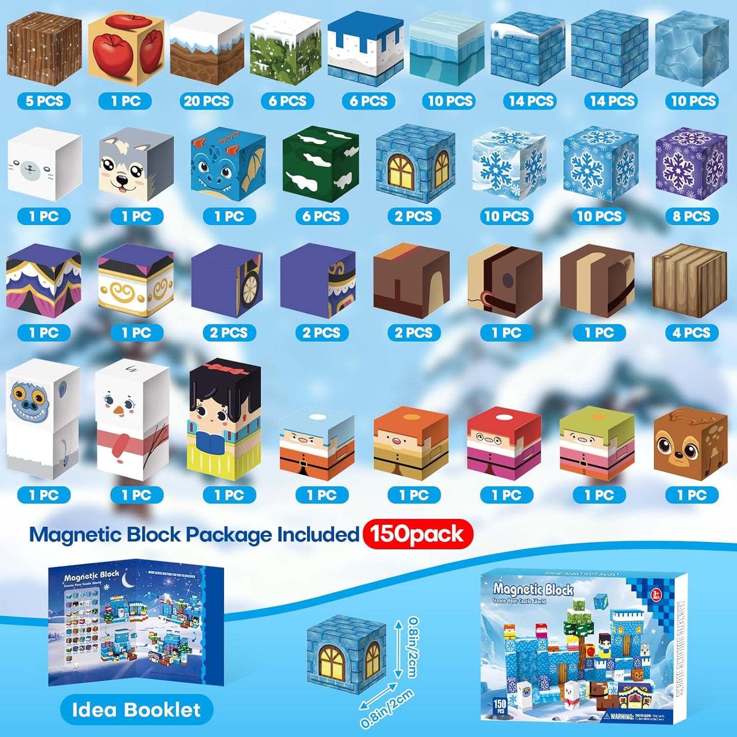 150pcs Magnetic Blocks,Magnetic Building Blocks STEM Toys for Kids Ages 3+,Magnet Tiles with Forest Animals Blocks Set, Educational Sensory Toys for Toddlers,Boys & Girls–Creative Game Gift