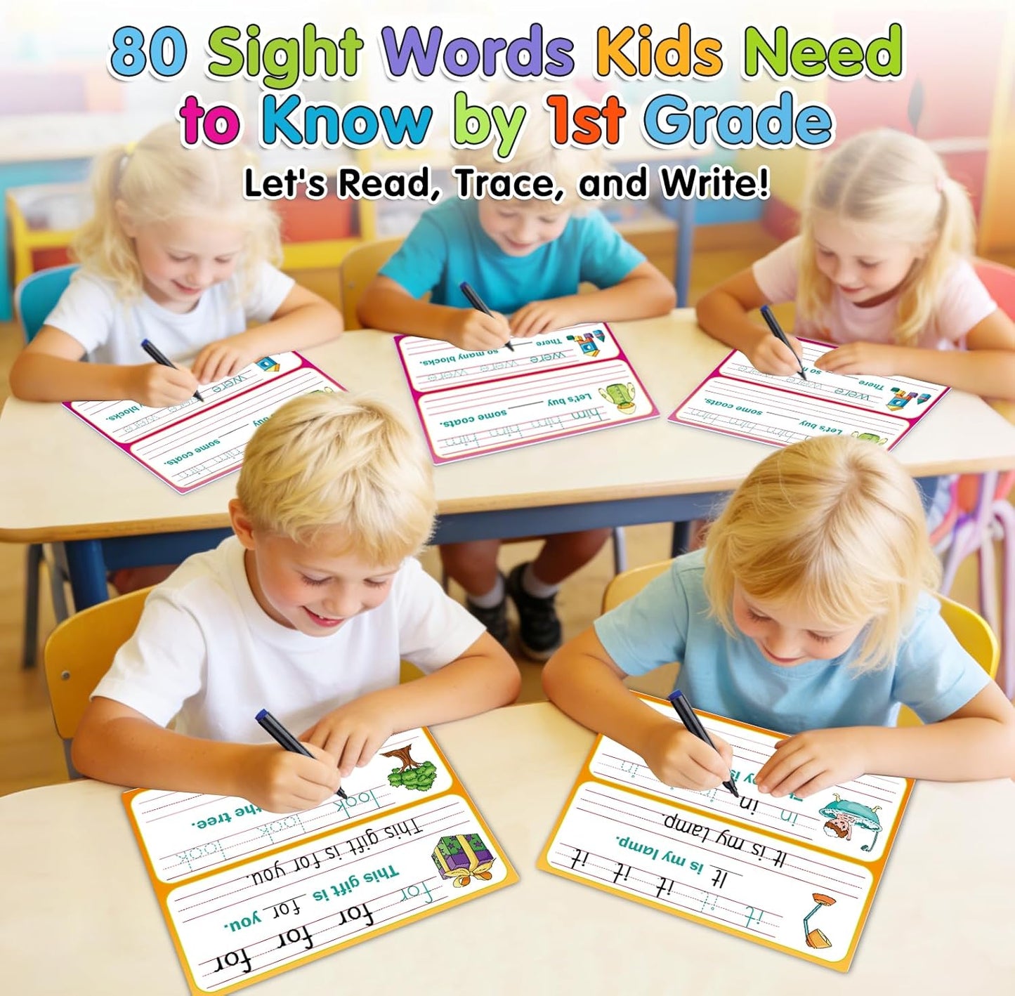 Sight Words Flash Cards Sentence Building for Kids, Handwriting Practice Writing Tracing Phonics Flash Cards,Preschool Kindergarten 1st Grade Learning Activities Homeschool Speech Therapy