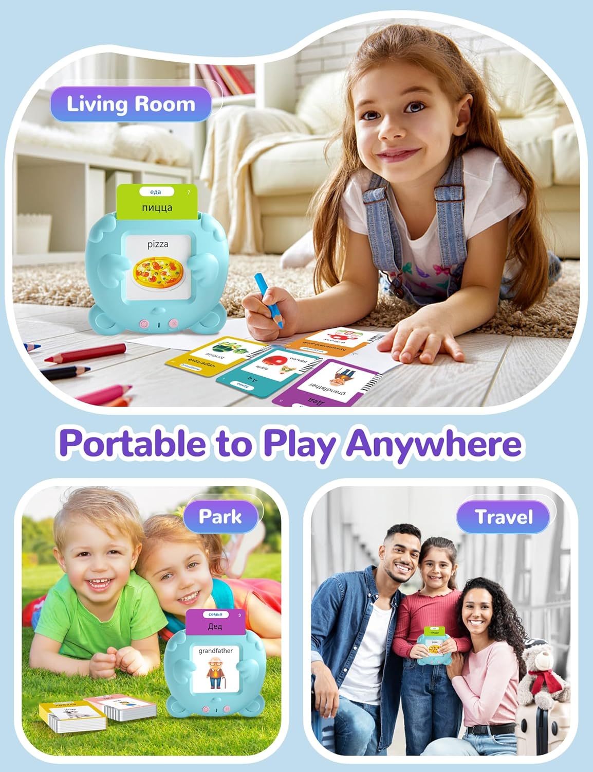 Spanish & English Talking Flash Cards for Toddlers, 510 Sight Words Bilingual Learning Toys for Children, Autism Pocket Speech Therapy Toys, Español Vocabulary Educational Flashcards