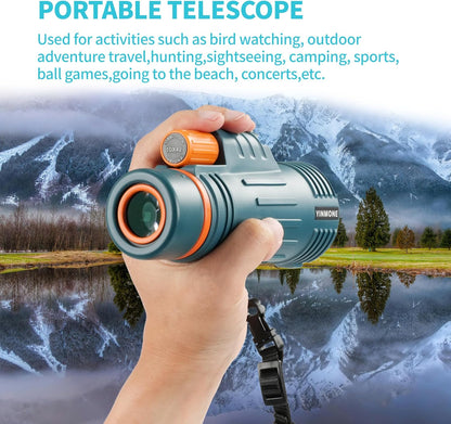 2026 New ED+LAK 12X33 Handheld Monocular Telescope Waterproof with Phone Adapter,PXA&FMC&BAK4 Lens,Ultra Clear High Power Pocket Small Compact Monocular for Kids&Adults Travel Birdwatching Hiking