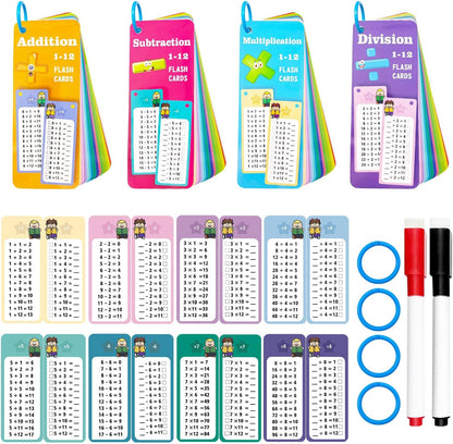 1-12 Multiplication Flash Cards, Large Math Table Flashcards, Including 15 Cards, 2 Dry Erase Markers, 1 Rings, Educational Times Table Flashcards for Classroom Home, for 1st to 3rd Grades