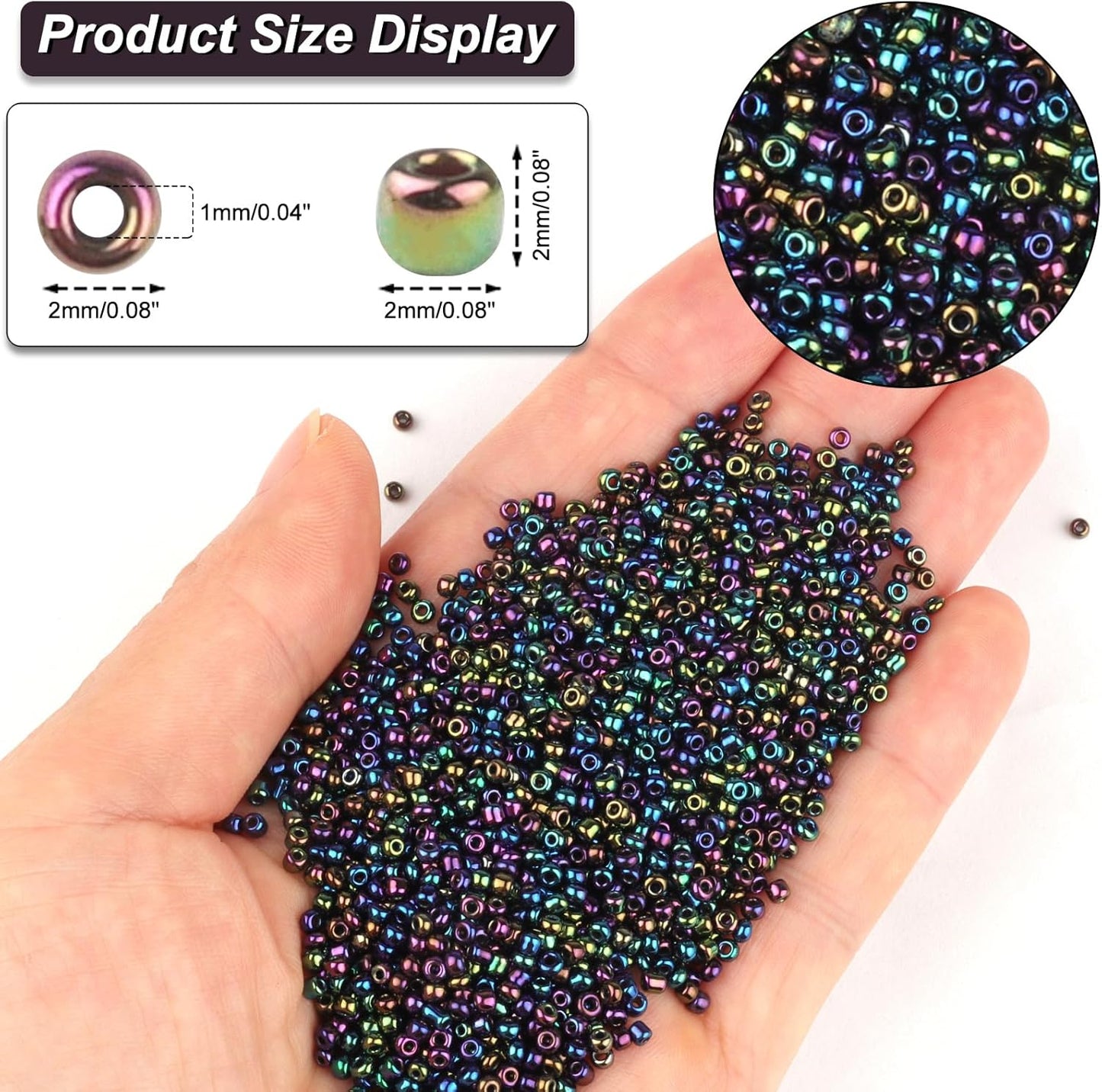 10100 Pcs Size 11/0 Glass Seed Beads, 2 mm Dark Green Small Mini Spacer Loose Pony Beads for Jewelry Making and DIY Crafts - Colors B