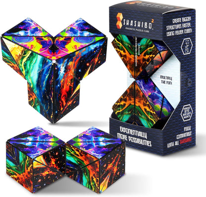 Shashibo Octa Shape Shifting Box - STEM Fidget Toy with Ultra Strong Magnets, Perfect Sensory Gift for Kids, Teens, and Adults – Pairs w/All Shashibo Cubes (Infinity)