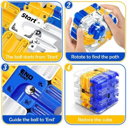3D Maze Cube Puzzle – Brain Teaser Game for Kids & Adults, Educational Sensory Fidget Toy for Teens, Birthday Gift
