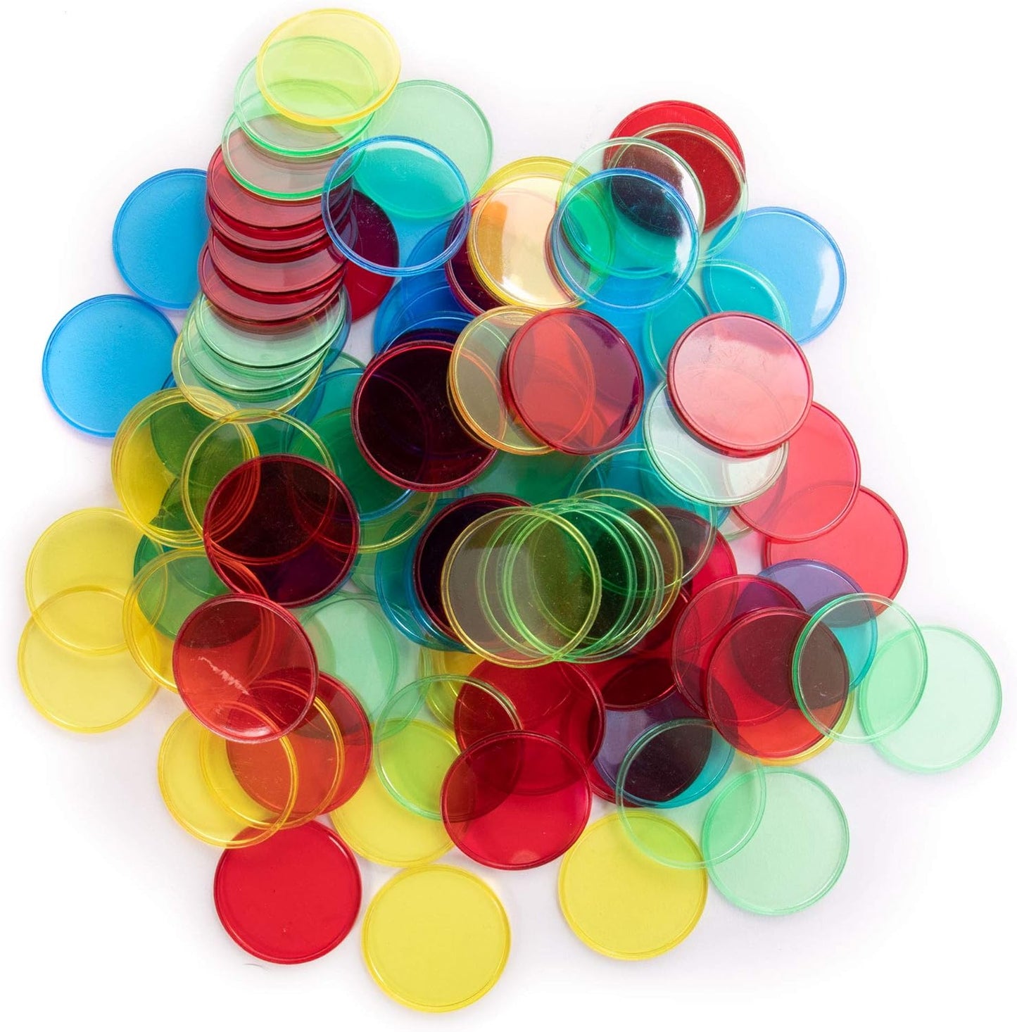 RBS Pack of 300 Jumbo Mixed Color Translucent Bingo Chips - 1.25 Inches in Diameter!