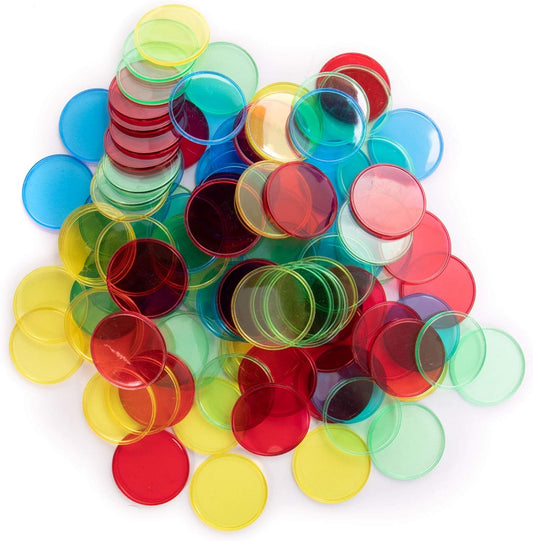 RBS Pack of 300 Jumbo Mixed Color Translucent Bingo Chips - 1.25 Inches in Diameter!