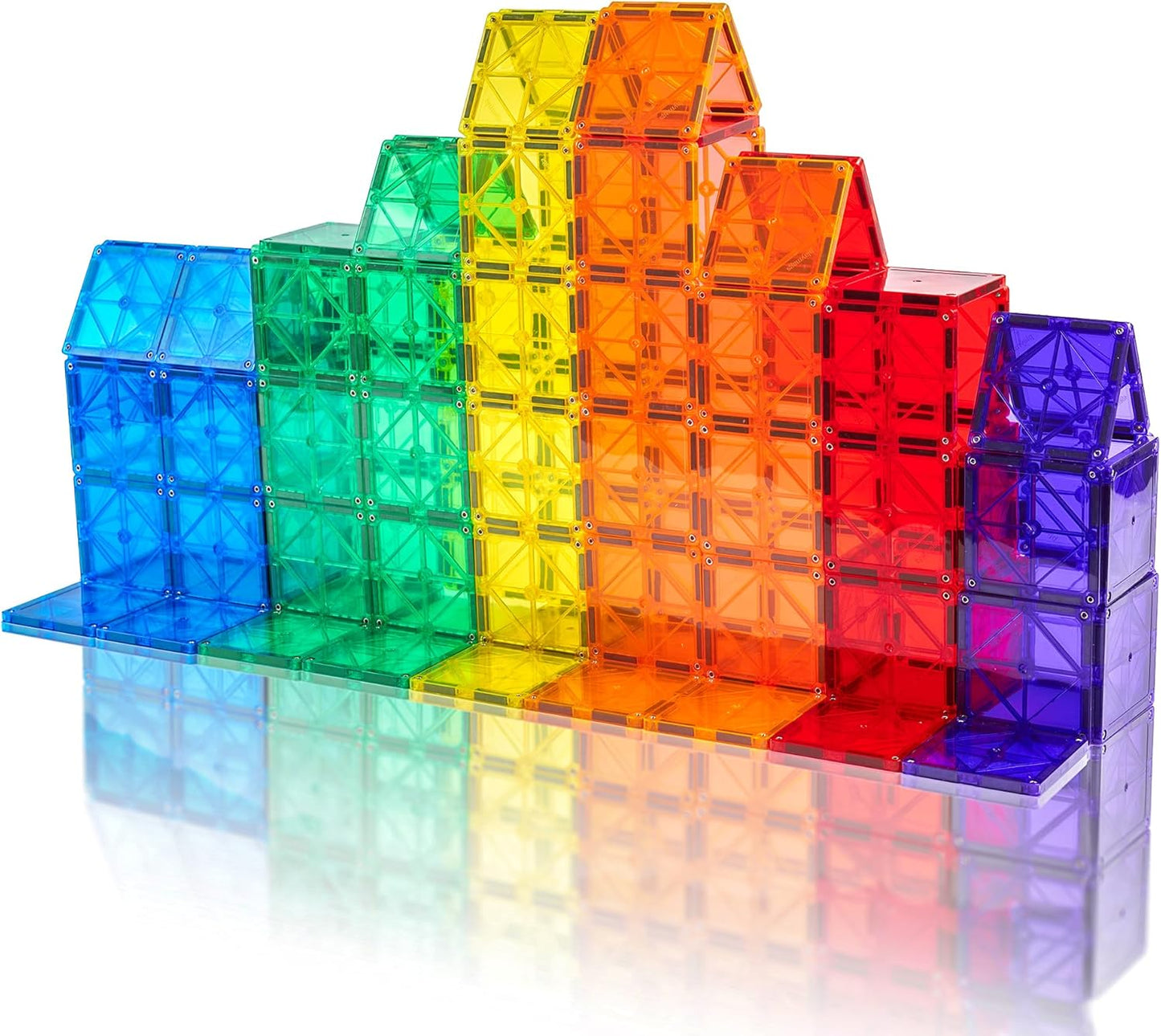 Playmags Magnetic Tiles, 30-Piece Magnet Squares Expansion Set, Construction Building Blocks, Starter Set for Kids Ages 3+