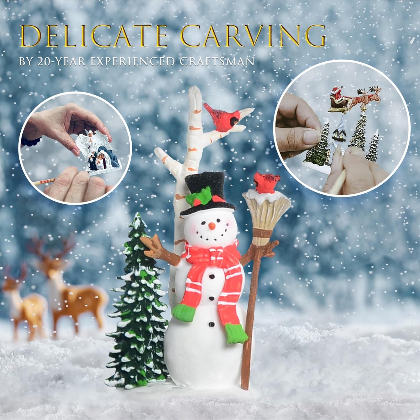 Christmas Snow Globes Lantern, Church and Christmas Tree Christmas Decorations Indoor, 6H Timer Battery & USB Powered Light Up Musical Snow Globes for Kids Women Adults Gift Thanksgiving Home Decor