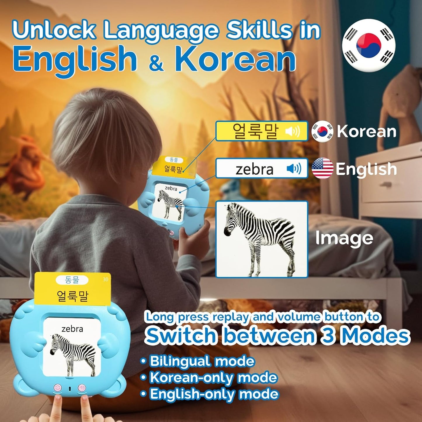 English Flash Cards Bilingual - Japanese Talking Flash Cards for Kids, Pocket Speech for Toddlers 3-12, 510 Sight Words of 31 Varieties, Sensory Toys Children with Autism (Japanese, Blue)