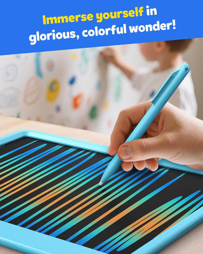 TEKFUN LCD Writing Tablet for Kids, 10-inch Coloring Drawing Pad, Mess Free Doodle Board, Airplane Travel Toys for Boys and Toddlers, Road Trip Essentials, Gifts for 3 4 5 6 7 8 Year Old Girls(Blue)