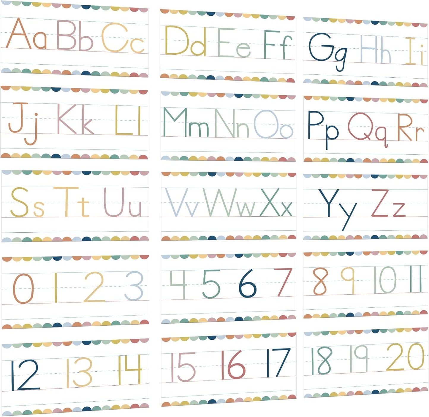 Alphabet for Classroom Wall - 15 PCS Crayon ABC Manuscript Alphabet Line for Classroom Wall Alphabet Bulletin Board Set for Pre School Elementary Classroom Homeschool, Playroom Bedroom Decorations