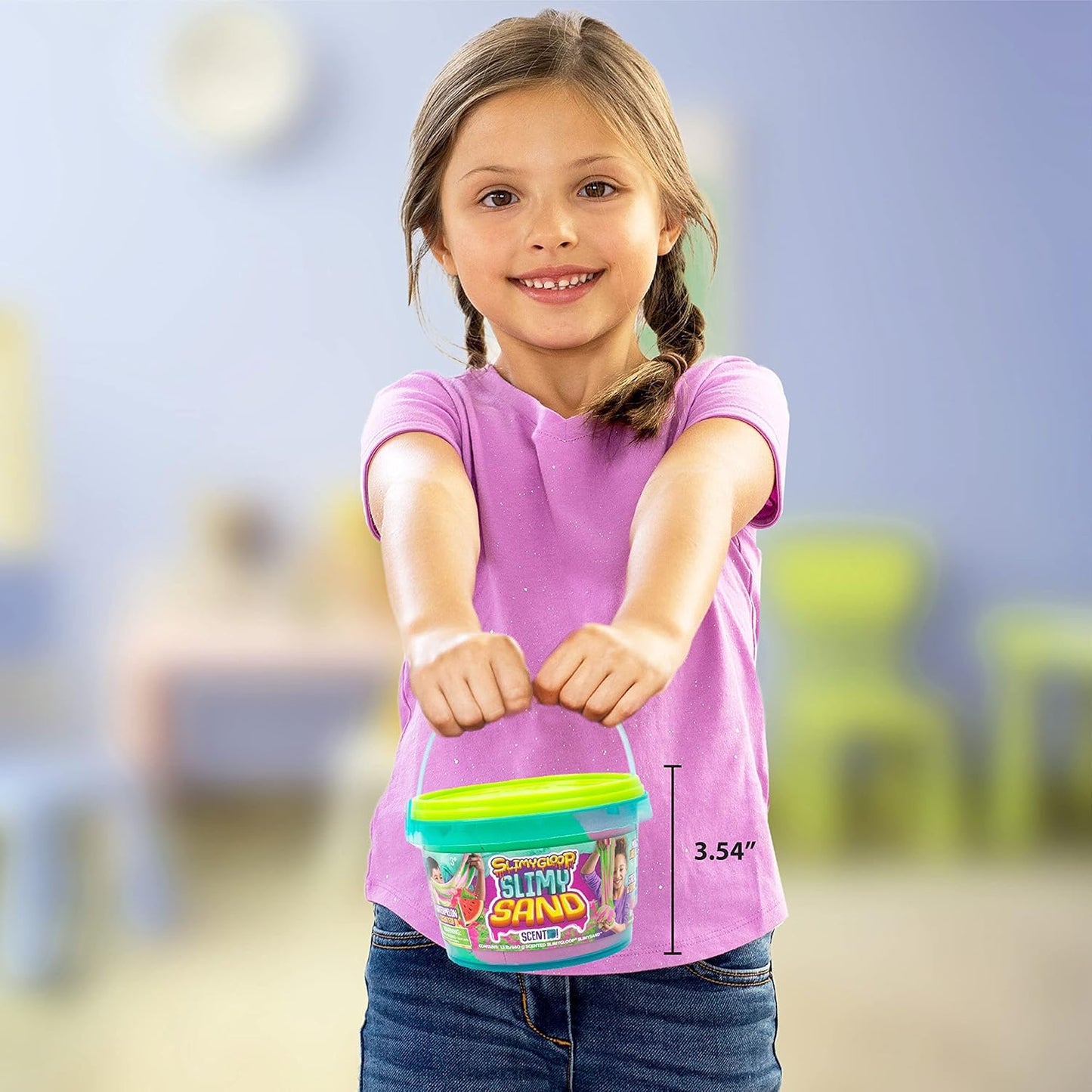 SLIMYSAND by Horizon Group USA, 1.5 Lbs of Stretchable, Expandable, Moldable Cloud Slime, Non Stick, Slimy Play Sand in A Reusable Bucket, Blue- A Sensory Activity , Light Blue
