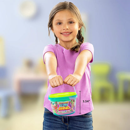 SLIMYSAND by Horizon Group USA, 1.5 Lbs of Stretchable, Expandable, Moldable Cloud Slime, Non Stick, Slimy Play Sand in A Reusable Bucket, Blue- A Sensory Activity , Light Blue