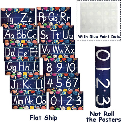 gisgfim 12 Pieces Alphabet Bulletin Board Strips Set Boho Rainbow Alphabet Line ABC Alphabet Banner & Number Border Posters for Preschool Kindergarten Classroom Playroom Bedroom (Boho)