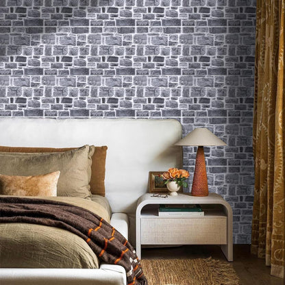 COMSTICKC 3D Faux Gray Stone Wall Sticker Peel and Stick Wall Panels,10 Pcs of 12"X12",Ultra-Light Thin PVC Decorative Tiles Rocks Stone Backsplash Interior Decor,Paintable
