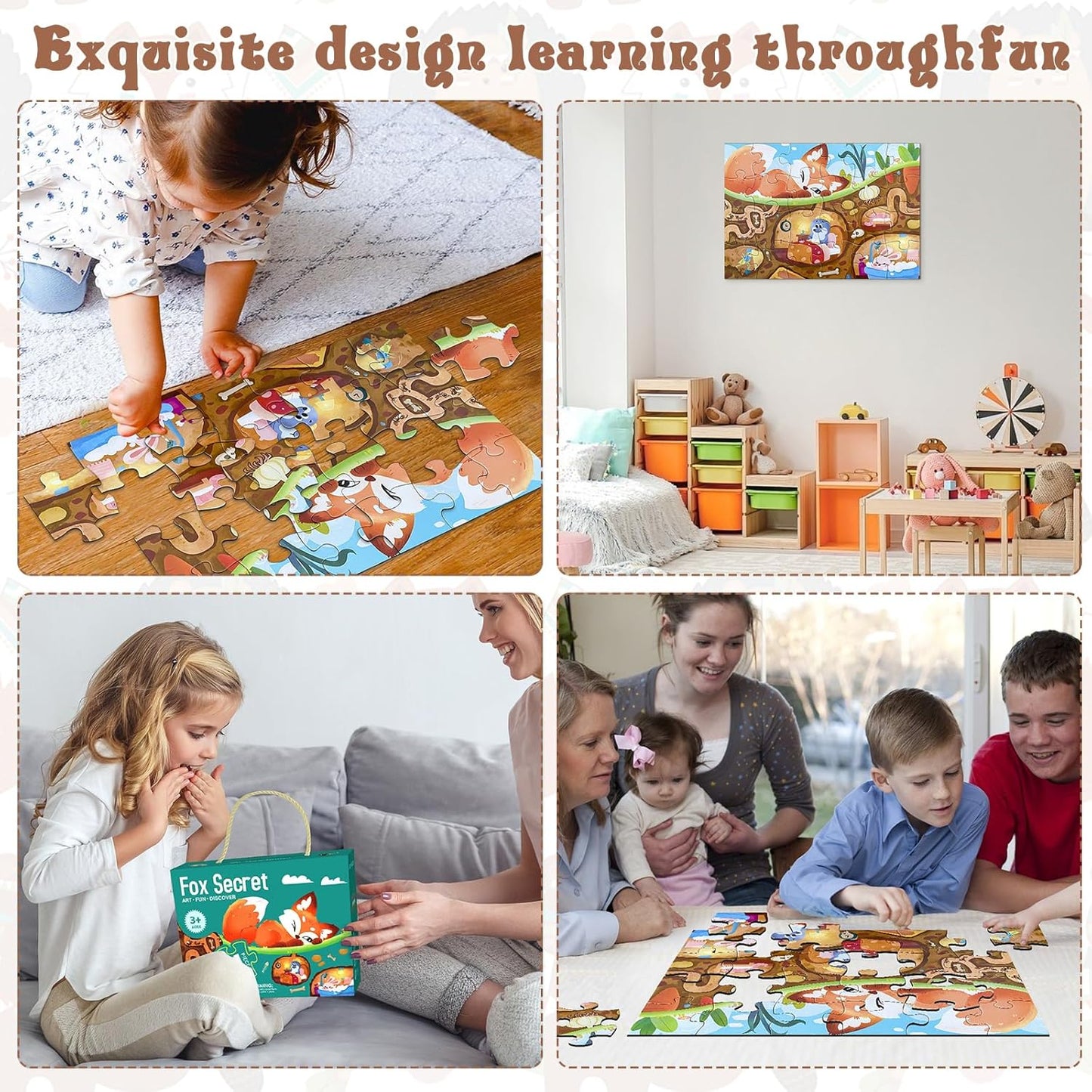 Jumbo Floor Puzzle for Kids, Large Jigsaw Puzzles 24 Piece for Kids Ages 3-5,Preschool Learning & Education Toys, Gifts for 4-8 Year Old Boys and Girls (Jungle Animals)