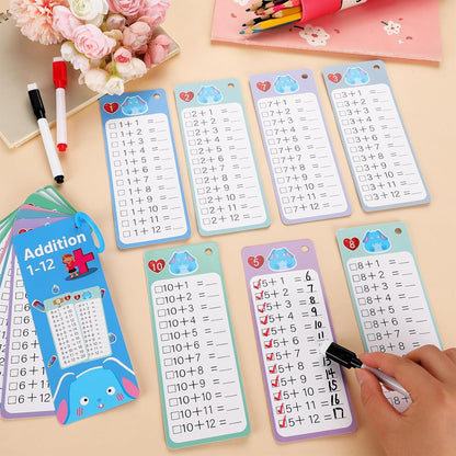 15Pcs Multiplication Flash Cards 0-12, Time Table Flash Cards Chart with 2 Dry Erase Pens 1 Rings, Educational Math Multiplication Chart for 1st to 3rd Grades Fun Learning with Math Game