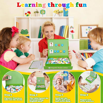Phonics Word-Building Magnetic Letter Tiles, Alphabet Magnets for Toddlers, 147 Magnetic Phonics Tiles, Letter Recognition for Kindergarten, Phonemic Awareness, Preschool Learning Activities
