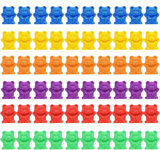 Timoo 120 Pcs Rainbow Counting Bears Math Manipulatives Color Sorting Bears Counting Bears (Green & Purple & Blue & Orange & Red & Yellow)