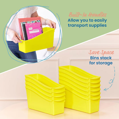 ECR4Kids Linking Plastic Storage Book Bin, Multipurpose Organization, Neon Purple, 10-Piece