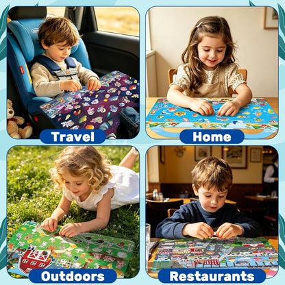 Elfew 2 Pack Puffy Sticker Books for Kids Ages 3-5, Construction Truck and Vehicle Car Stickers for Toddlers Boys, 3D Reusable Stickers Books for Toddlers, Activity Book for Boys Party