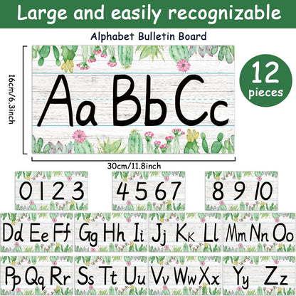 gisgfim 12 Pieces Alphabet Bulletin Board Strips Set Boho Rainbow Alphabet Line ABC Alphabet Banner & Number Border Posters for Preschool Kindergarten Classroom Playroom Bedroom (Boho)