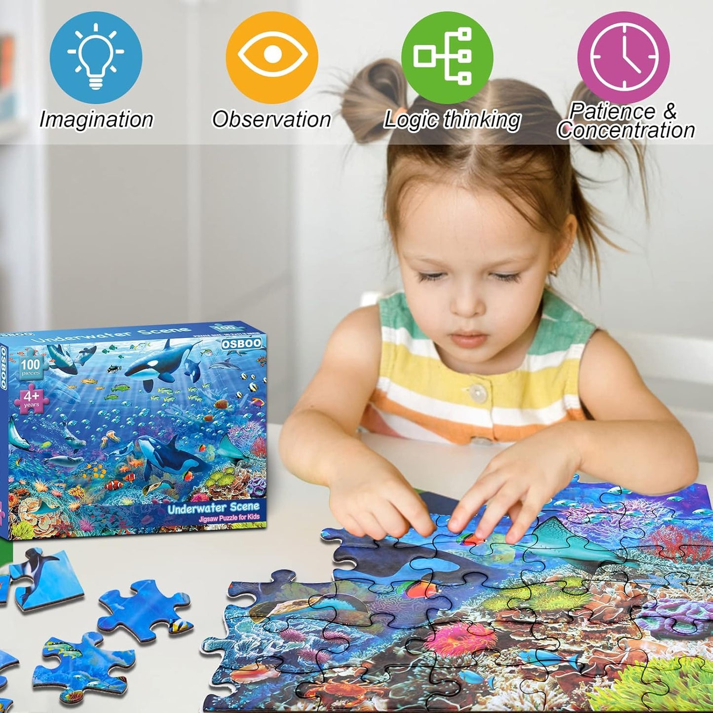 Jigsaw Puzzles for Kids Ages 3-5, 4-8, 6-8 Boys Girls - 60 Piece Construction Site - Large Piece Children Floor Jigsaw Puzzles - Science Educational Toys for 3 4 5 6 7 8 Years Old