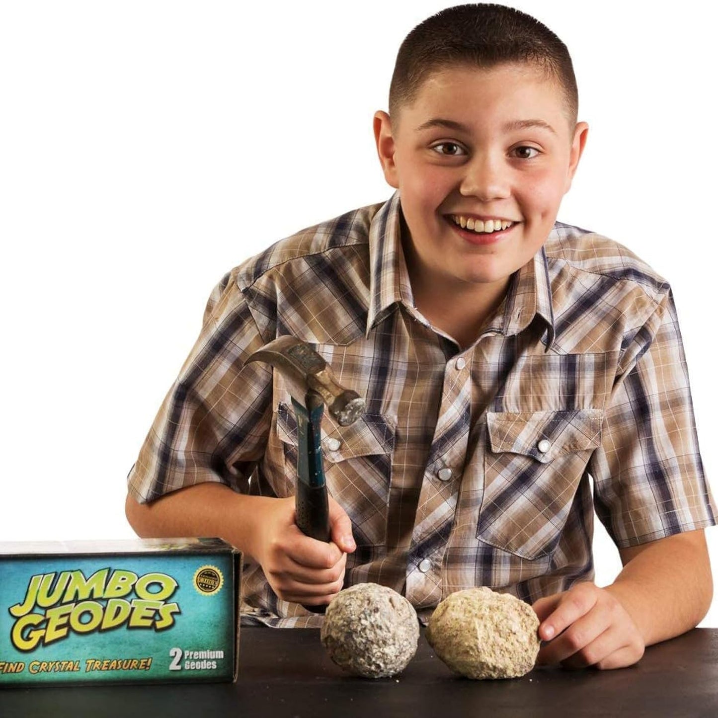Blue Marble Break Open 2 Jumbo Geodes– Break Your Own Large Geode with Crystals, Earth Science Kit for Kids to Learn Geology, Gifts for Rock Collectors, Cool Rocks for Boys and Girls