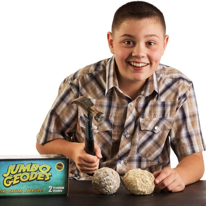 Blue Marble Break Open 2 Jumbo Geodes– Break Your Own Large Geode with Crystals, Earth Science Kit for Kids to Learn Geology, Gifts for Rock Collectors, Cool Rocks for Boys and Girls