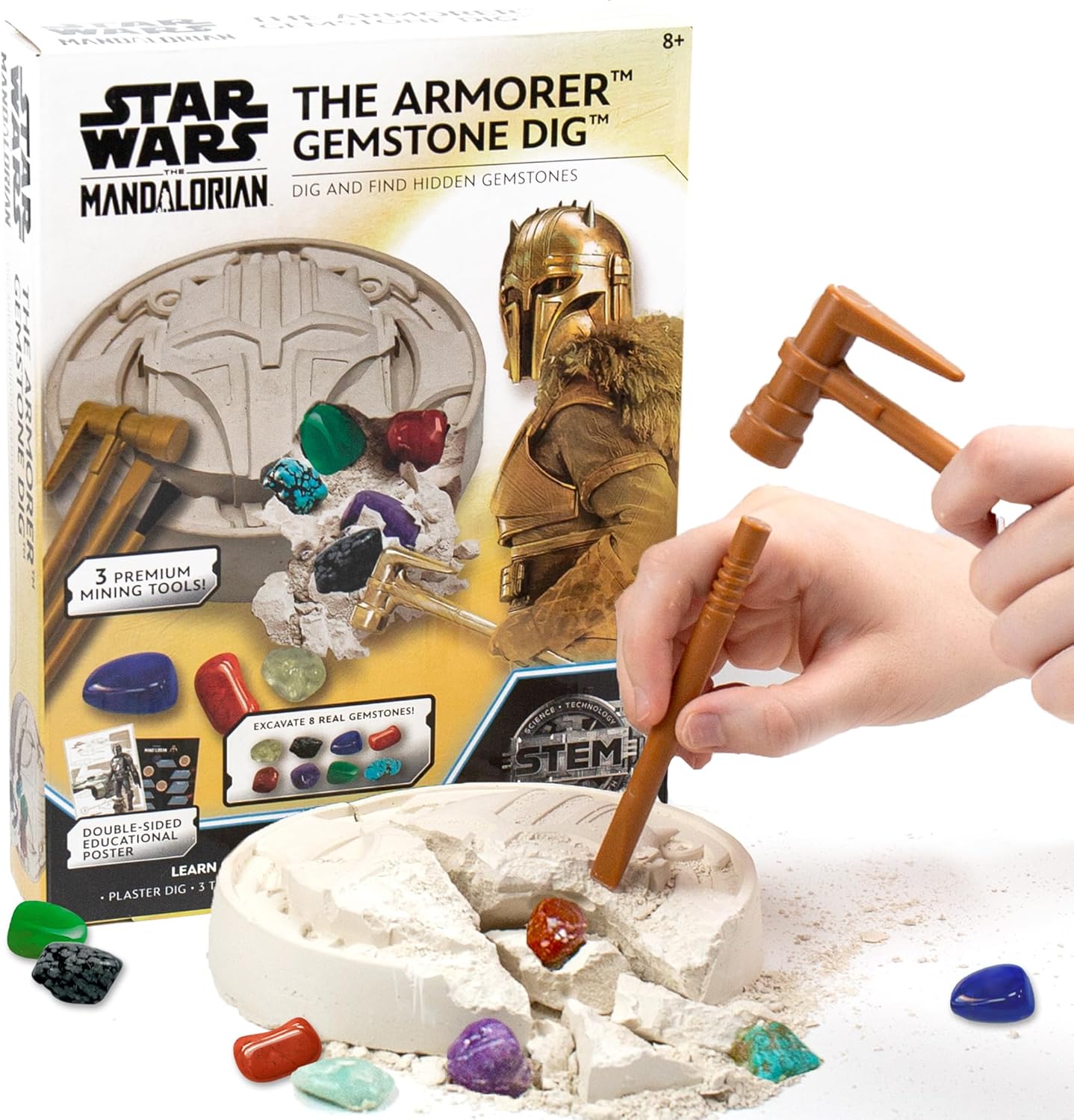 STAR WARS Glowing Crystals, Crystal Growing Kit with Light Up Display Stand, Grow 3 Colorful Crystals, Gift for 8 Year Old Boy, Merch, Toys for Boys Age 8-12