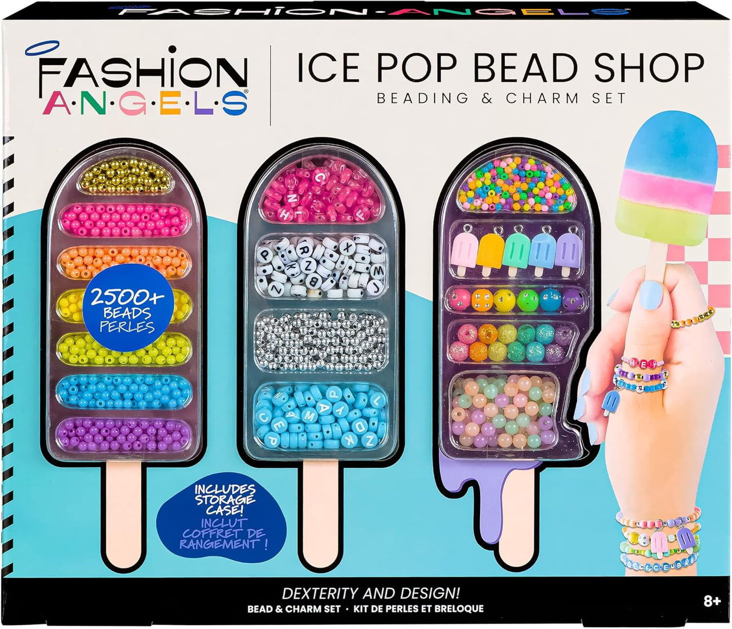 Fashion Angels Ice Pop Bead Shop Beading Kit - Over 2500 Beads for Friendship Bracelets and Necklaces - Jewelry Design Kit with Keeper Case - Ages 8 and Up