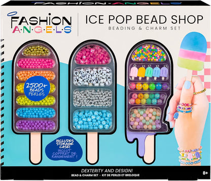 Fashion Angels Ice Pop Bead Shop Beading Kit - Over 2500 Beads for Friendship Bracelets and Necklaces - Jewelry Design Kit with Keeper Case - Ages 8 and Up