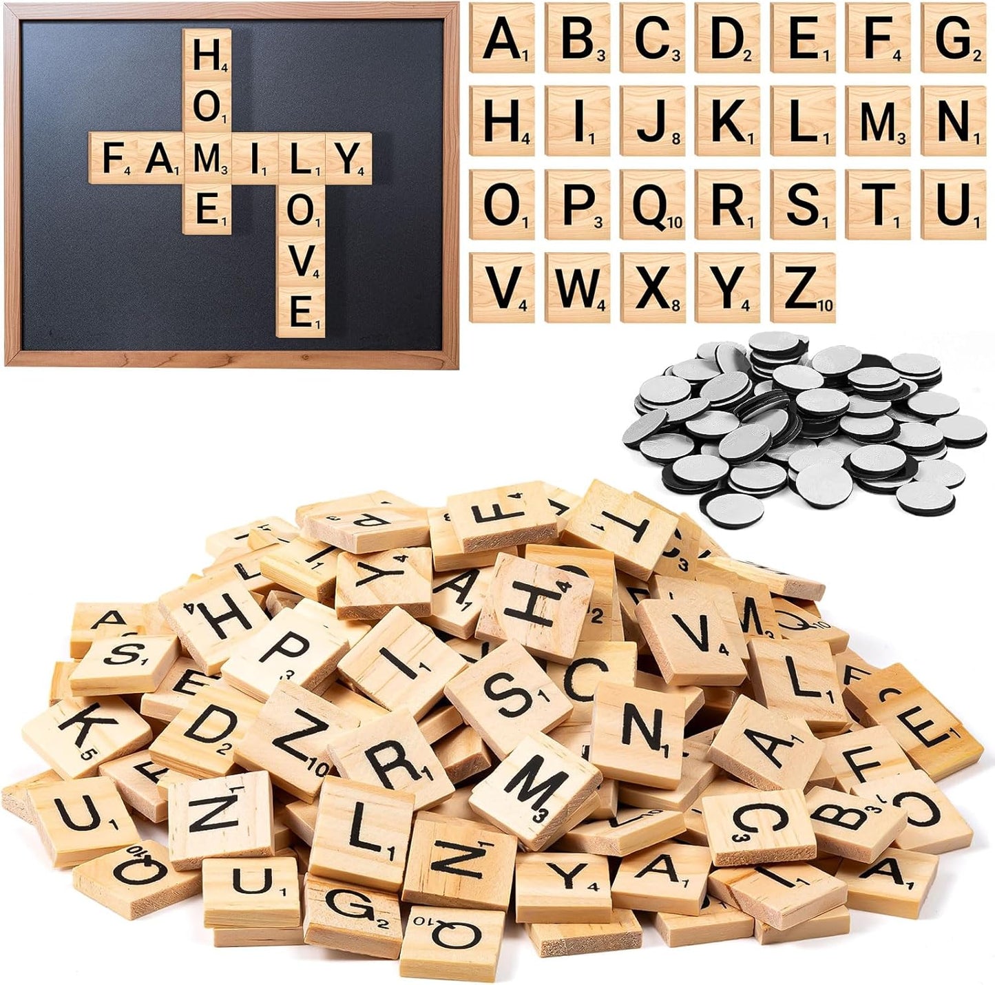 150 PCS Wood Magnetic Letter, Wooden Letter Magnets for Fridge Refrigerator Wall, Alphabet Tile Letters Magnetics for Fun Learning Decorative Game Board