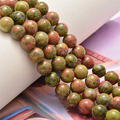 NCB 100pcs Original Natural Stone Beads Gemstone Round Loose Beads 6mm 8mm 10mm (Blue Aventurine, 6mm 100Beads) - Colors A