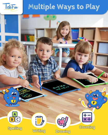TEKFUN Kids Toys, 2Pcs LCD Writing Tablet with 4 Stylus, 8.5in Erasable Doodle Board Mess Free Drawing Pad for Kids, Car Trip Educational Toys Birthday for 3 4 5 6 7 Girls Boys