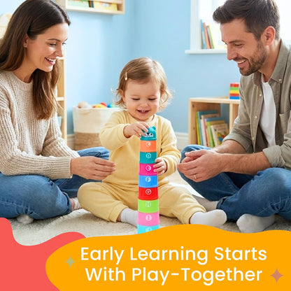 Educational Stacking Toys for Toddlers 1–3 | Numbers & Alphabet Stacking Cups Set | 10-Piece Baby Stacking Cups for Babies 6–12 Months & Toddlers 1–3 | Montessori Learning Toy, Rainbow (10Pcs)