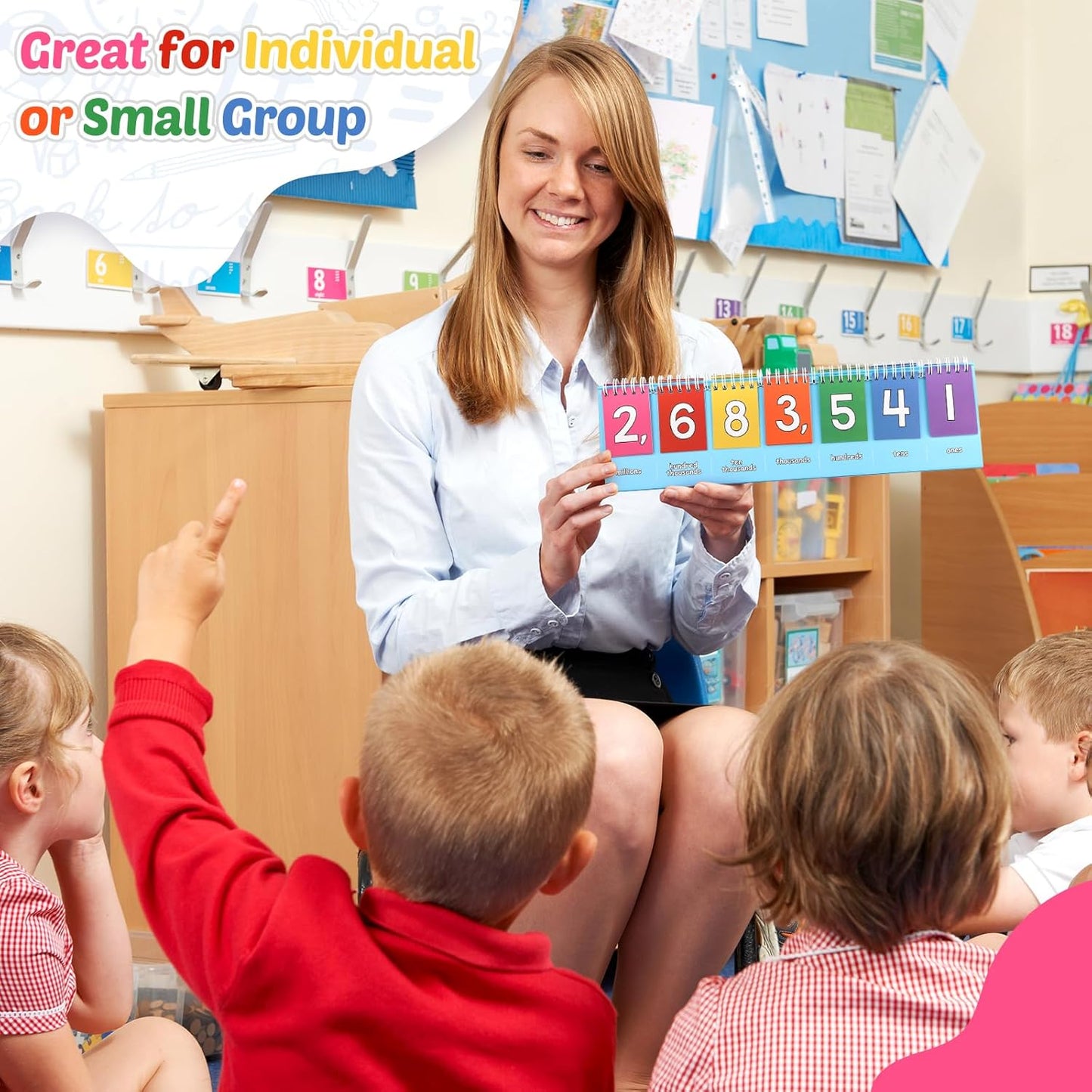 Aizweb Student Place Value Flip Chart - Math Manipulatives K-3 for Elementary Classroom - Double-Sided with Whole Numbers and Base Ten Blocks