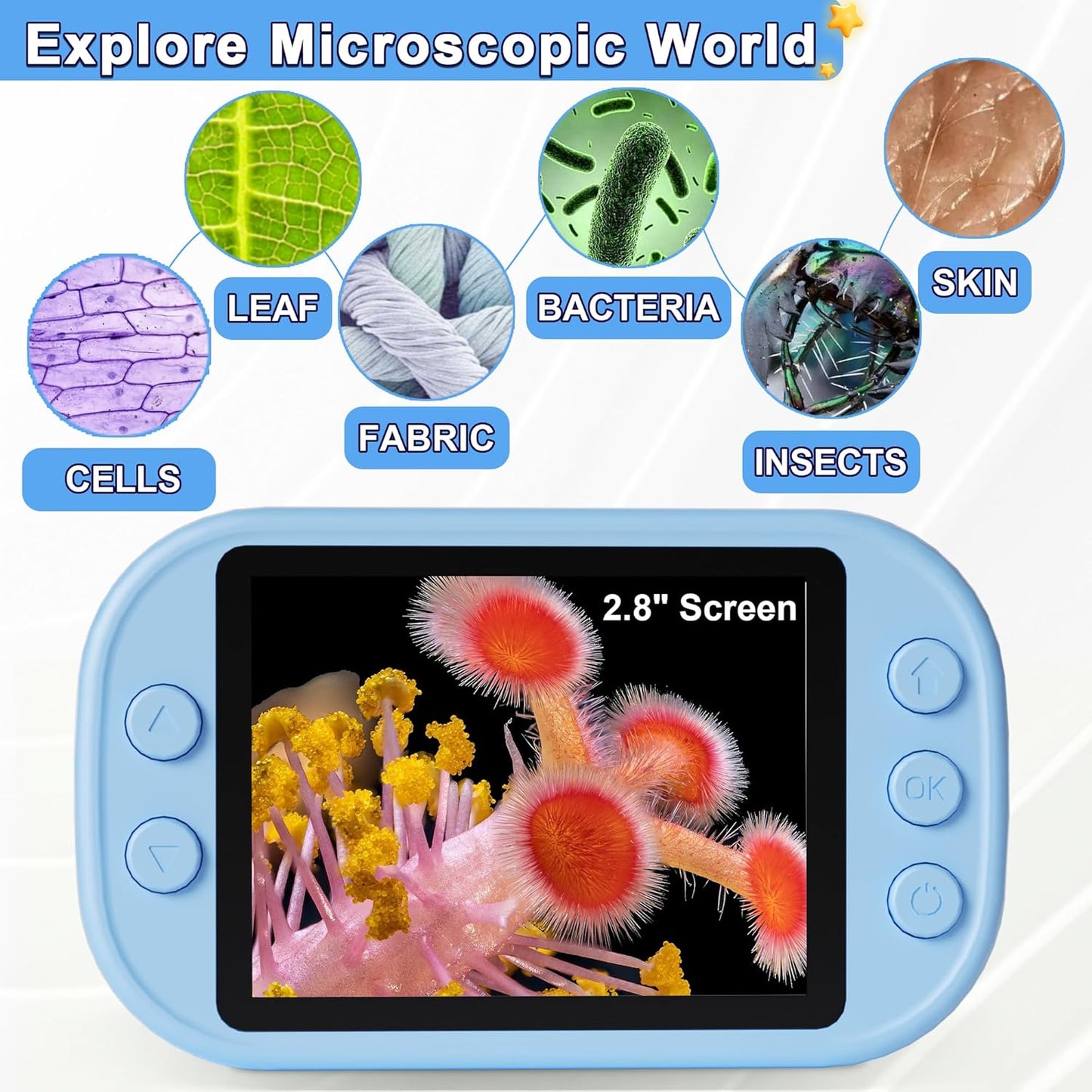 Kids Microscope - Mini Handheld Microscope for Kids, Portable Pocket Digital Toys for Girls Boys Birthday (Purple)