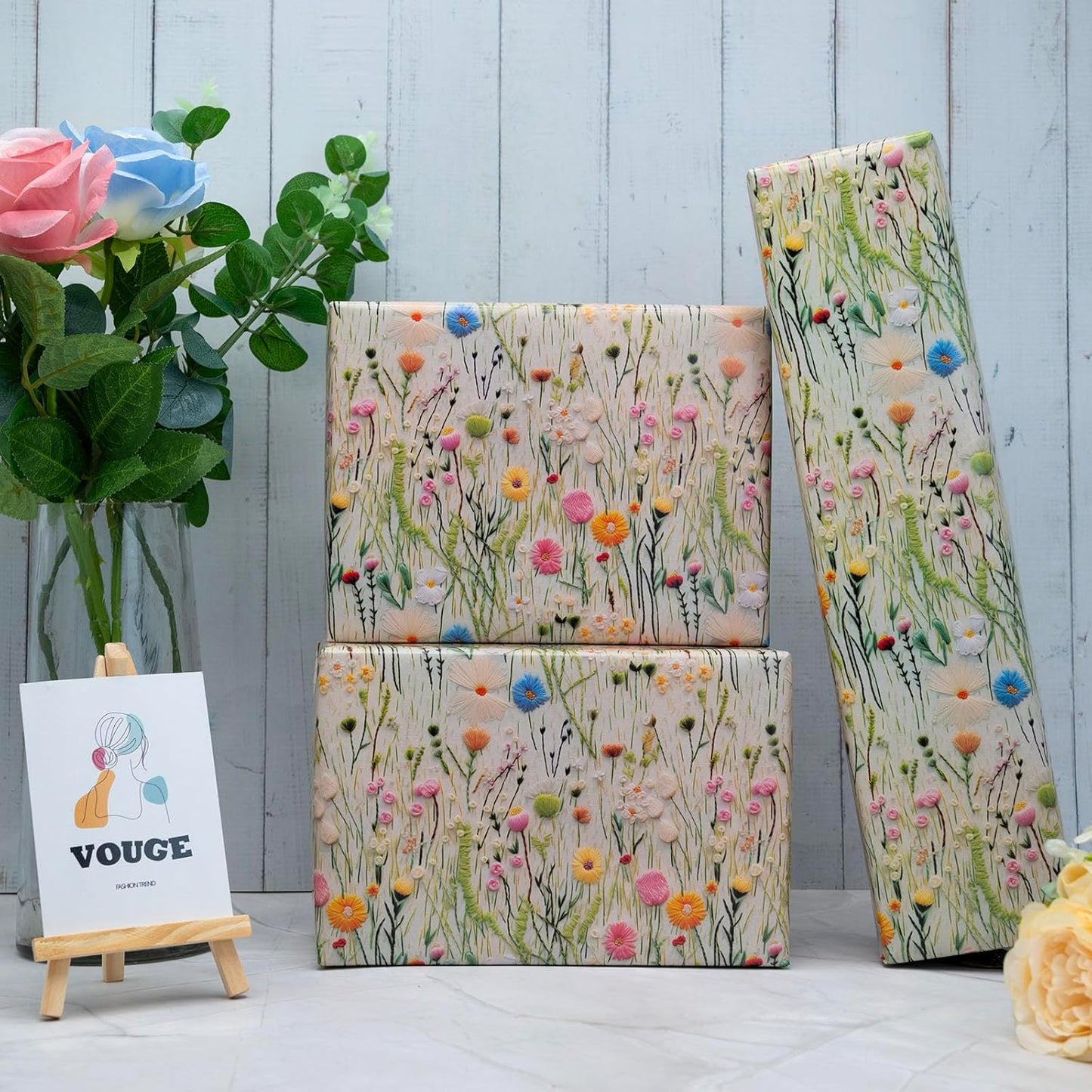 Dtiafu Reversible Building Blocks Wrapping paper Roll for Kids Boys Girls - Boys Birthday Bricks Design Gift Wrap Sheets for Baby Shower Party Craft Supplies(Total 28.5sq.ft)