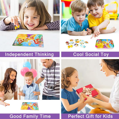 MZZOTOY Puzzles for Kids Ages 4-8, 60 Piece Puzzles for Kids Ages 3-5 in a Metal Box Girls and Boys Learning Educational Jigsaw Puzzle Toys Gifts