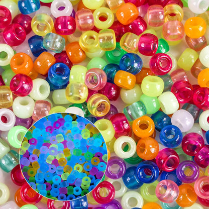 2000 Pcs Multi-Colored Glitter Pony Beads, 6x9mm, Round, Acrylic, Loose Beads, Perfect for Bracelets, Jewelry Making, Crafts