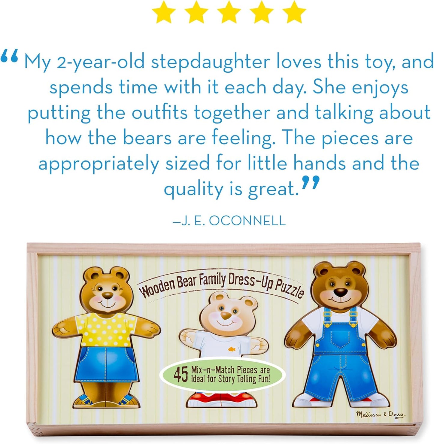 Melissa & Doug Wooden Bear Family Dress-Up Puzzle, 45 Pieces Mix and Match Outfits, Sorting & Matching Toy with Storage Case, Educational Puzzle for Toddlers Ages 3+