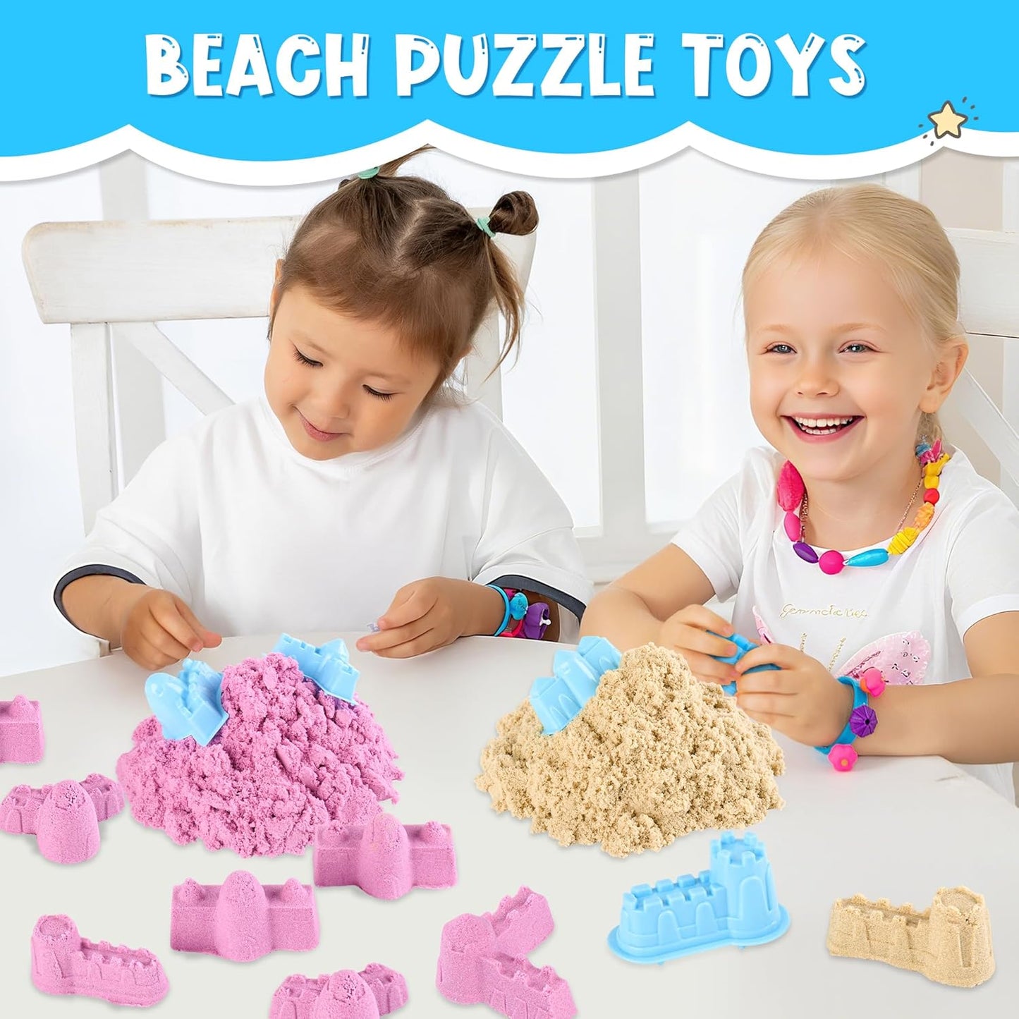 Magic Sand for Kids – 5.5 Lbs Bulk Magic Moving Sand Play Set with 5 Colors & 8 Castle Molds – Non-Toxic, Non-Sticky Squeezable Play Sand Refill for Sensory Bin, Arts Crafts, Boys Girls Birthday Gifts