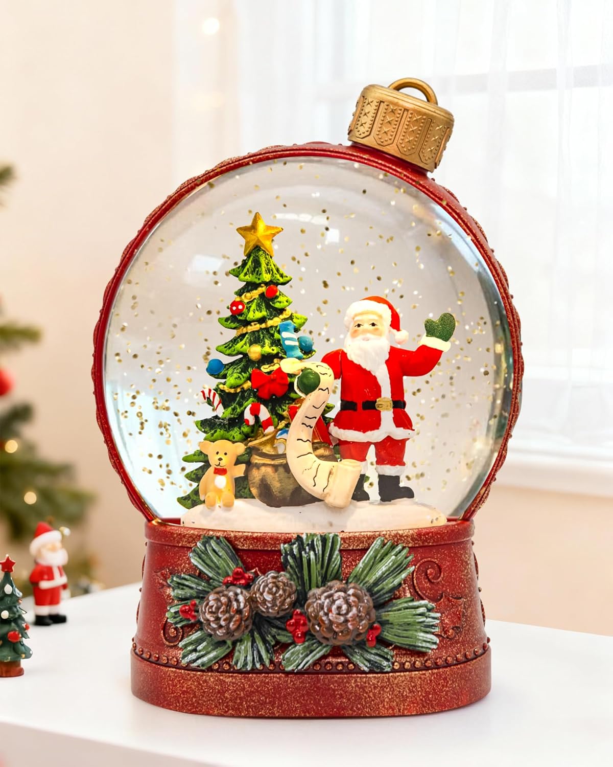 Extra Large Christmas Snow Globes Christmas Lantern, 12.99" Musical Snow Globe with 8 Songs, Santa Snowglobe for Kids Adults, 6H Timer Dual Power, Lighted Christmas Decorations Indoor Gifts