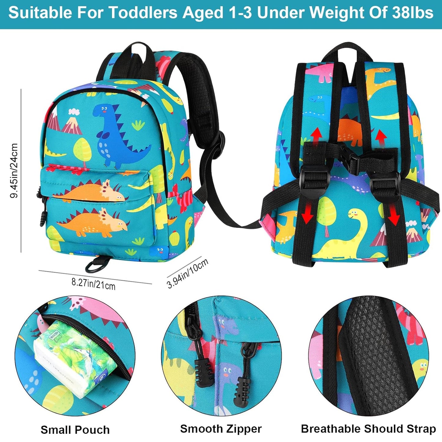 Accmor Toddler Backpack Leash with Anti Lost Wrist Link, Cute Mini Child Walking Harnesses Keep Kids Close Back Pack Rope Tether Rein for Baby Boys (Pink/Unicorn)