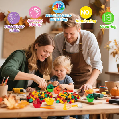 EZdhuawuse Summer Fine Motor Toys - 270Pcs Counting Sorting Sensory Bin Filler Set for Kids Xmas Counting Toy with Felt Xmas Tree Pom Poms Cup Clip for Preschool Education Activities