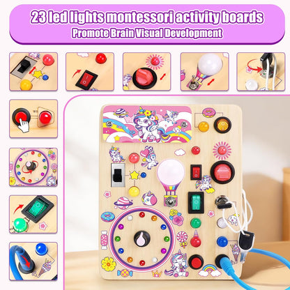 Konijiwa Busy Board - Montessori Toys for 1-3 Years Old Boys & Girls | Sensory Toys for Kids with Autism | Toddlers Learning Activity for Early Development (Busy Board v2)