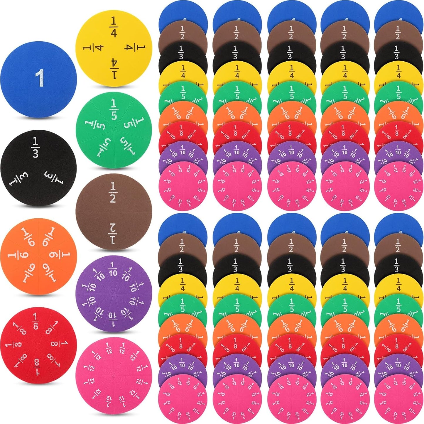 Sayglossy 12 Sets Fraction Set for Math Classroom Fractions Manipulatives Math Manipulatives for Home School Supplies (Circles)