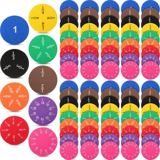 Sayglossy 12 Sets Fraction Set for Math Classroom Fractions Manipulatives Math Manipulatives for Home School Supplies (Circles)